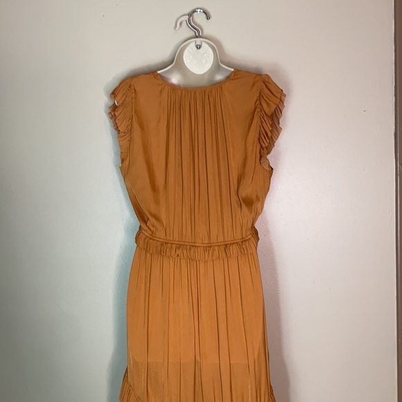 Women’s Current Air Anthropologie Romantic Orange Ruffle Dress Size Large - Picture 9 of 14
